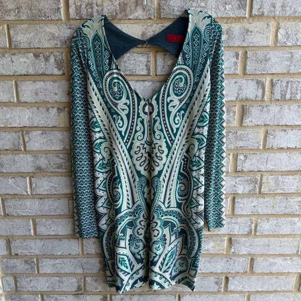 Tigerlily Long Sleeve Open Back Geometric Dress Women's Size 6